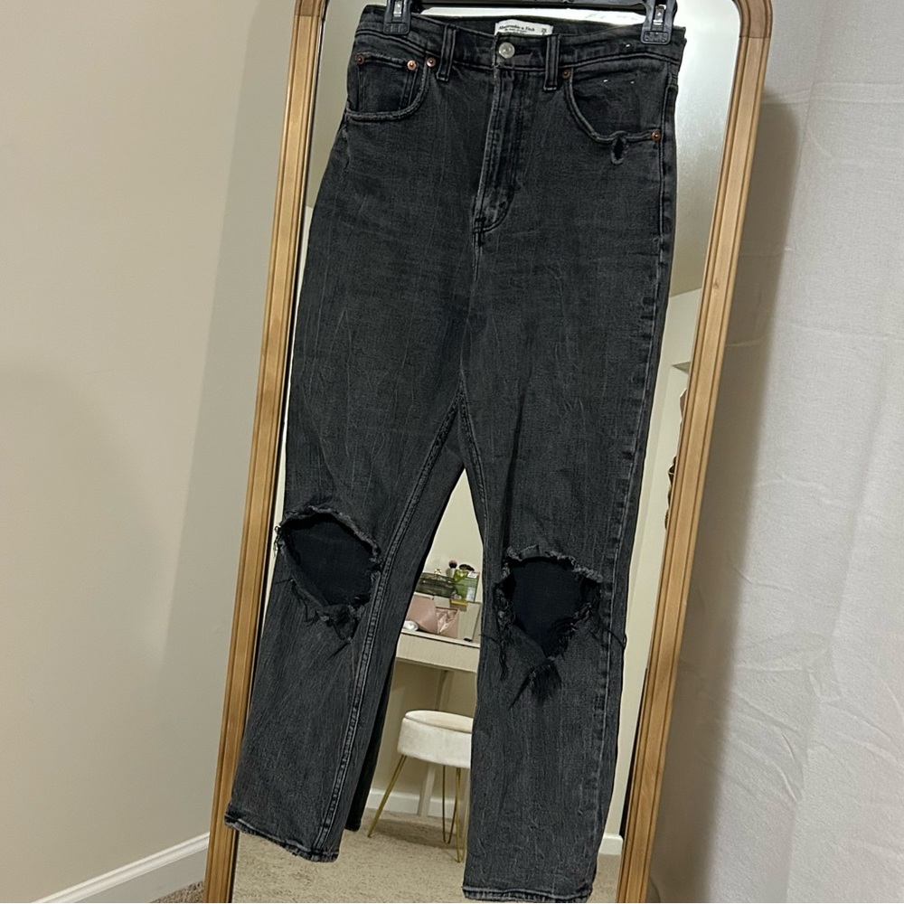Abercrombie & Fitch Black Distressed Ankle Jeans